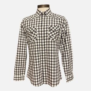 R.M. Williams Western Snap Shirt Men’s Large Grey White Gingham NWOT